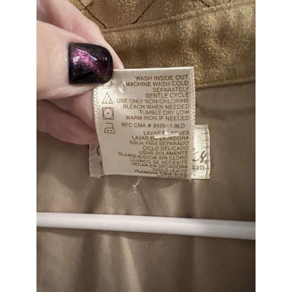 Bobbie Brooks Tan Fall Embroidered Button Up Shirt Size 26/28 Art To Wear - Picture 5 of 6